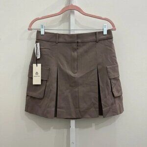 Aritzia Babaton NWT Taupe Cargo Pleated Skirt
